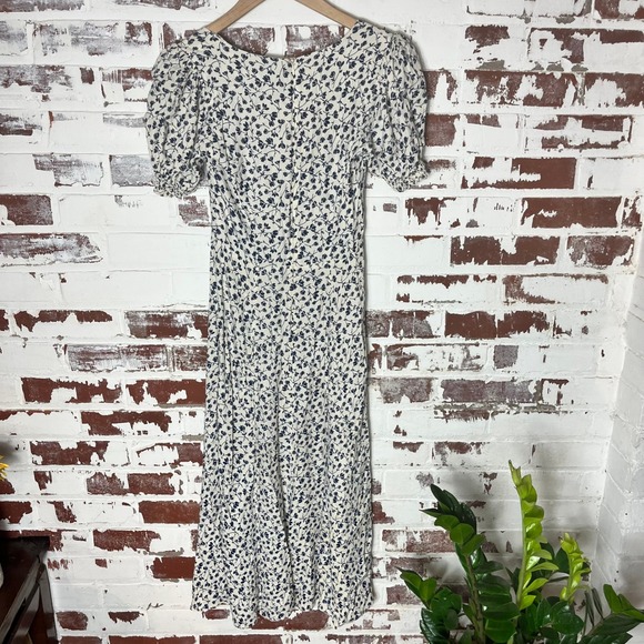 REFORMATION Floral Midi Dress Sweetheart Neck Slit Puff Sleeve size0 - Picture 6 of 8